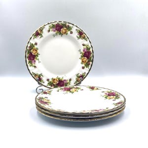 Vintage Royal Albert Old Country Roses Salad Plates, Set of 4