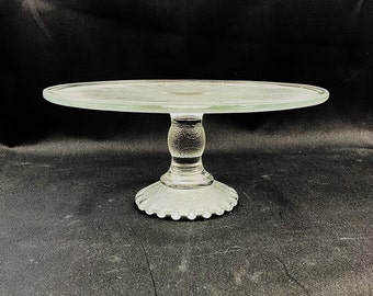 Vintage Jeannette Glass Harp Pedestal Cake Plate