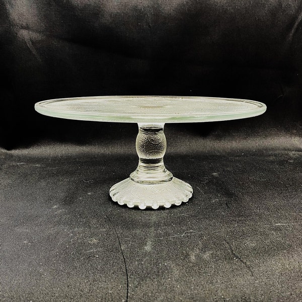 Vintage Jeannette Glass Harp Pedestal Cake Plate