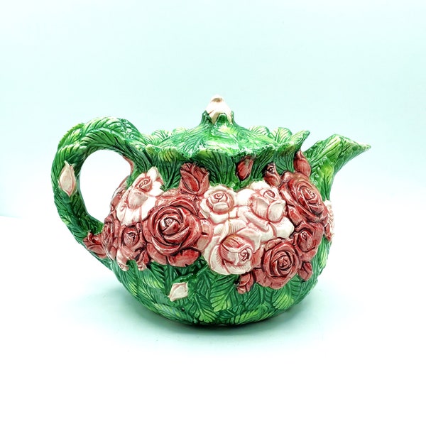 Vintage Sculptured Rose Decorative Teapot, The Haldon Group