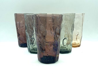 Vintage Decatur Texglass Dimpled Water Tumblers, Set of 6