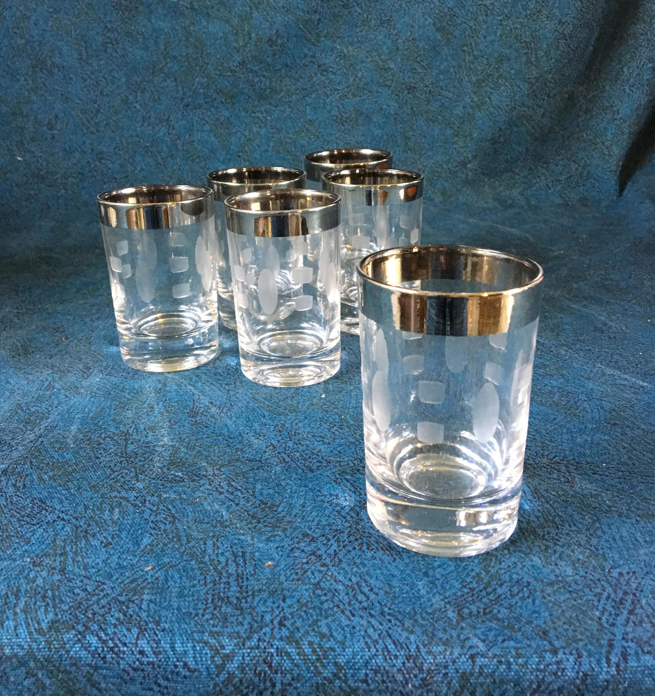 Vintage Silver Rimmed Shot Glasses Set of 6 Mid Century Etsy