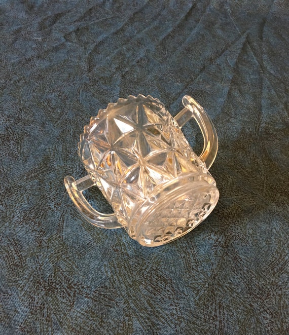 Imperial Glass Mt Vernon Open Sugar Bowl Criss Cross Diamond Pattern