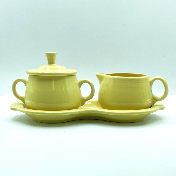 Vintage Contemporary Yellow Fiestaware Sugar Bowl and Creamer