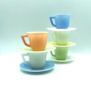 Vintage Hazel Altas 20th Century Little Hostess Childs Cups and Saucers, Set of 5