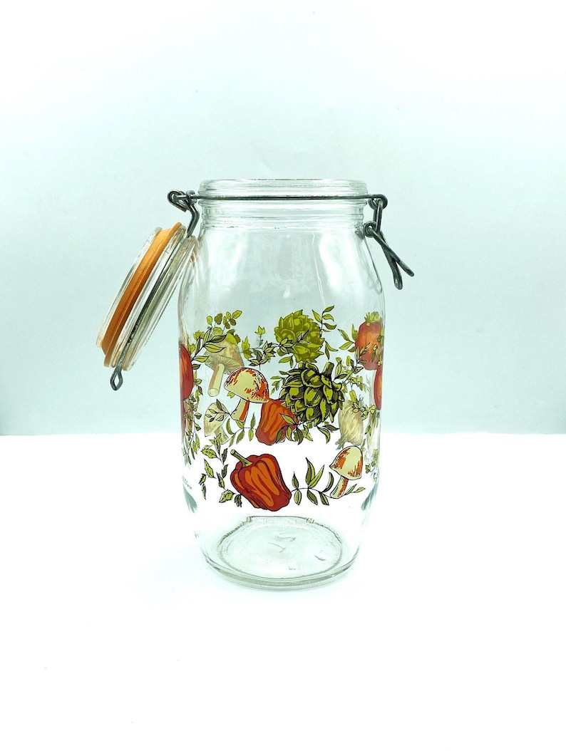 Vintage Arcoroc France 2 Liter Spice of Life Glass Canister, Glass Storage Jar immagine 3
