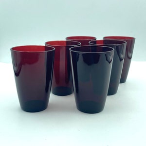Vintage Anchor Hocking Ruby Red Glass Tumblers, Set of 6