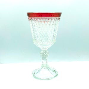 Vintage Indiana Glass Ruby Flash Diamond Point Tall Urn