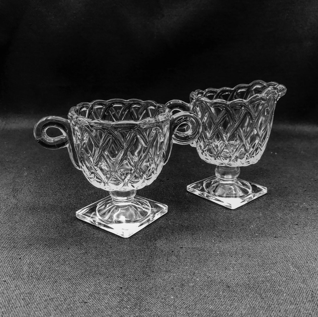 Indiana Pretzel Glass Sugar Bowl and Creamer Etsy
