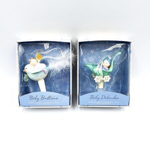 Set of 2, Vintage Hallmark Frostlight Faeries Keepsake Ornaments, Baby Brilliana and Baby Delandra