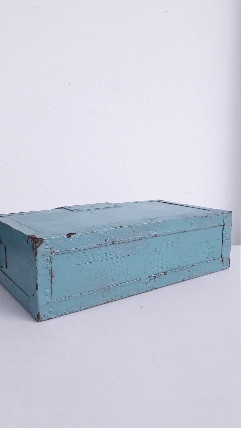 British Army Wooden Ammo Box Duck Egg Blue Military Etsy
