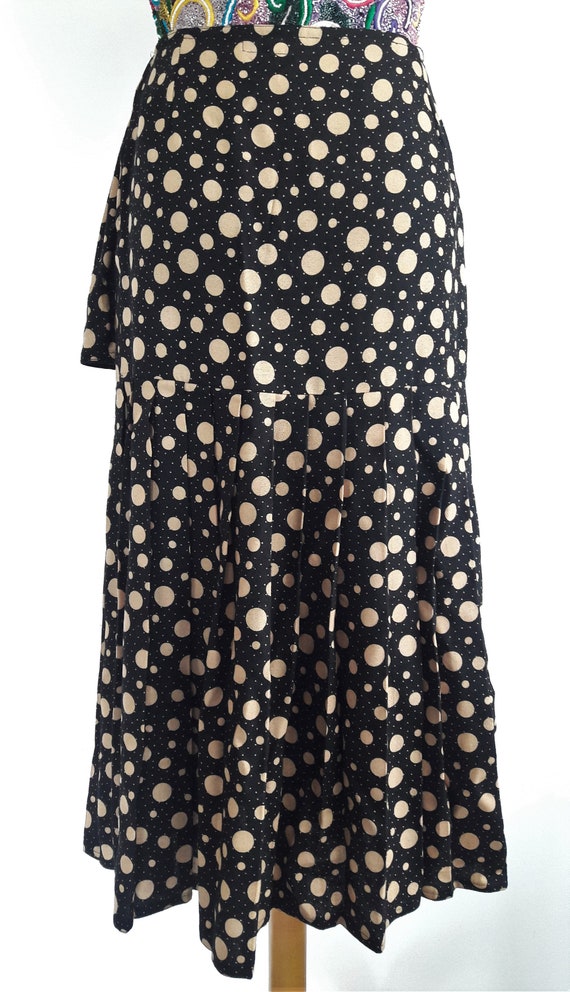 Vintage Gianni Versace Polka Dot Pleat Midi Skirt… - image 3