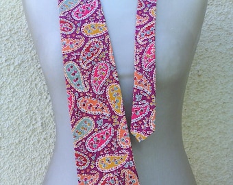 Vintage Cotton Liberty of London Purple Paisley Floral Tie