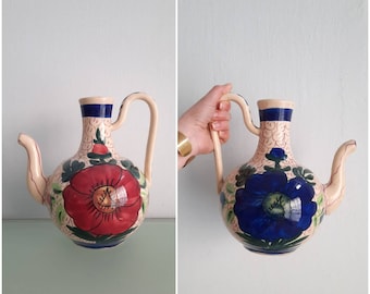 ヴィンテージ スペイン製 ボティホ ジャグ 手描き 花柄 陶器