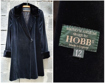 Vintage Black Faux Fur "Hamells" Coat With Pockets 80s 90s