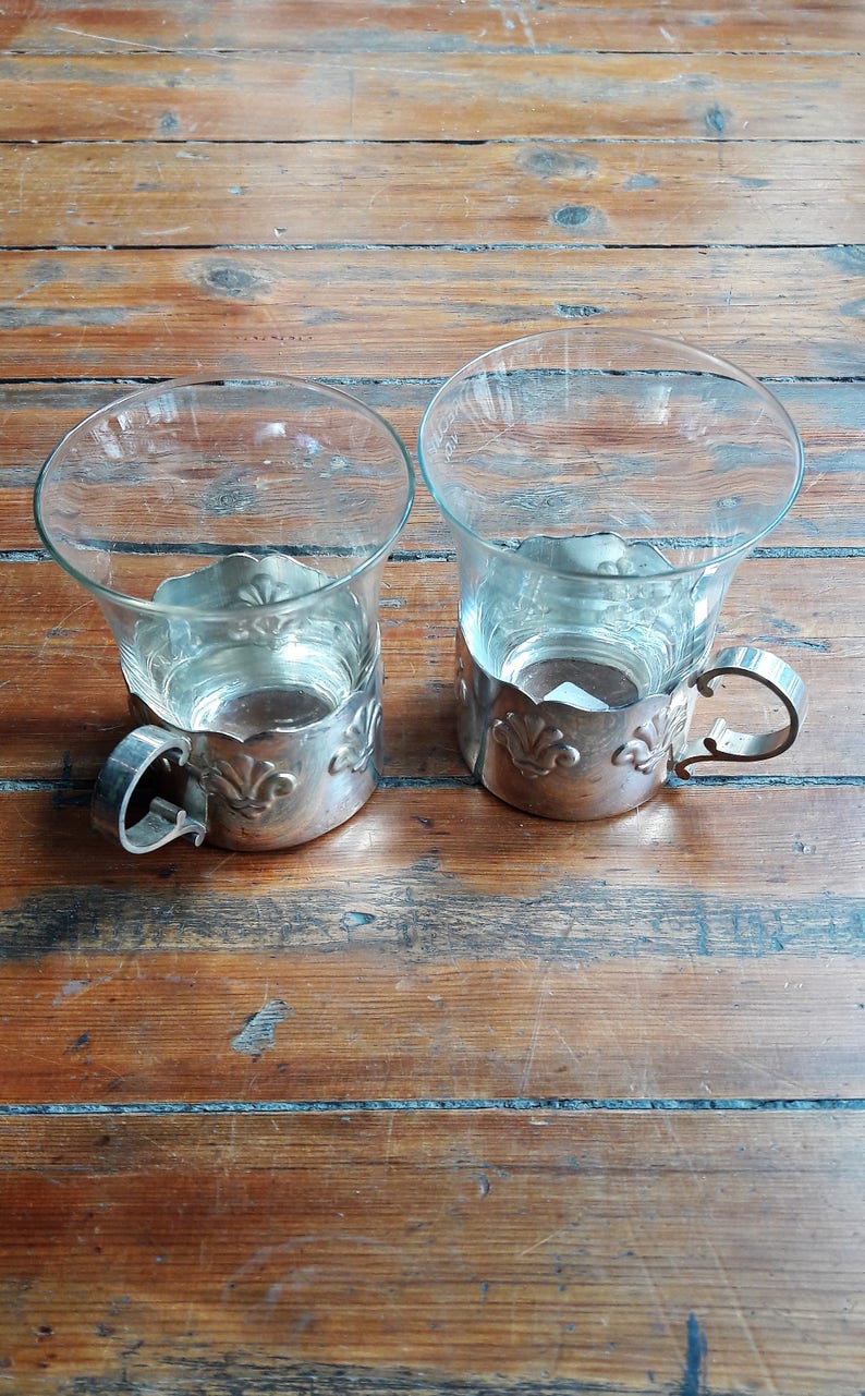 SALE // Pair of Vintage French Glass Tea/Coffee Cups and Etsy