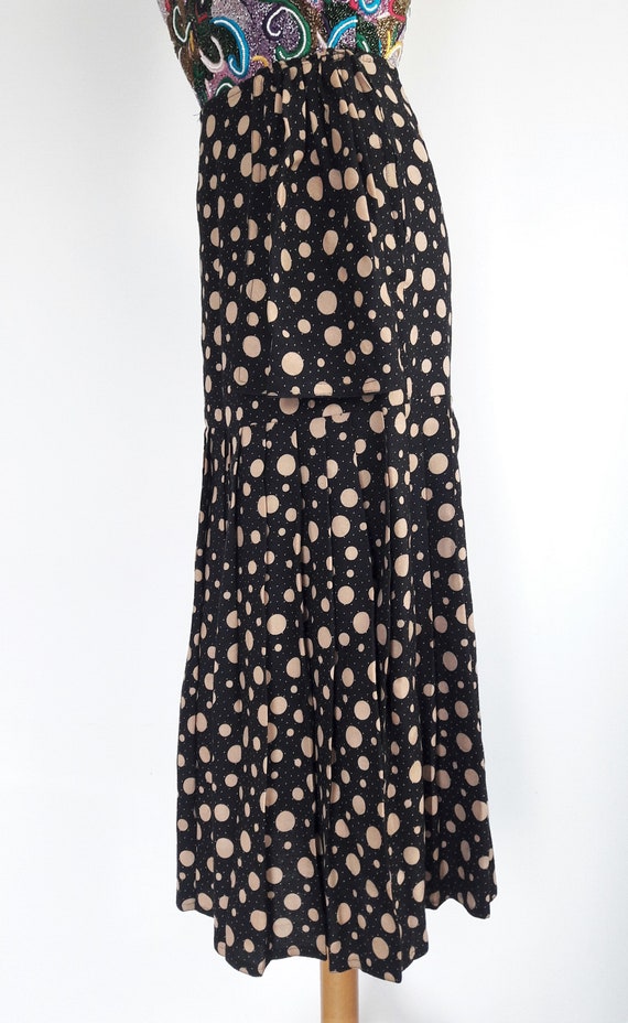 Vintage Gianni Versace Polka Dot Pleat Midi Skirt… - image 4