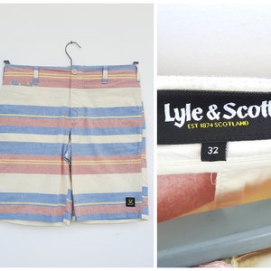 UK32 Lyle & Scott Pastel Stripes Bermuda Shorts Tailored Belt Loops Pockets