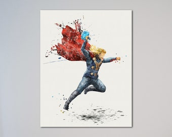 Thor Avengers Aquarell Poster Kunst Wand-Dekor Thor mit hammer