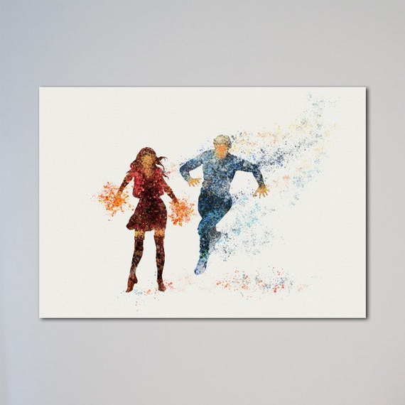 Quicksilver And Scarlet Witch Poster Watercolor Print Avengers Etsy