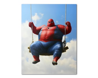 Fat Spider-Man Poster, lustiger Held, Parodie Print