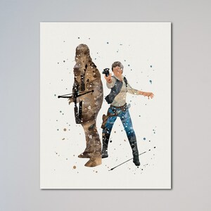 Star Wars Han Solo and Chewbacca Poster Watercolor Chewie and Solo starwars Wall Decor Print Art Picture