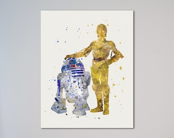 R2-D2 und C-3PO Print Aquarell Poster Star Wars Kunst Bild Geschenk