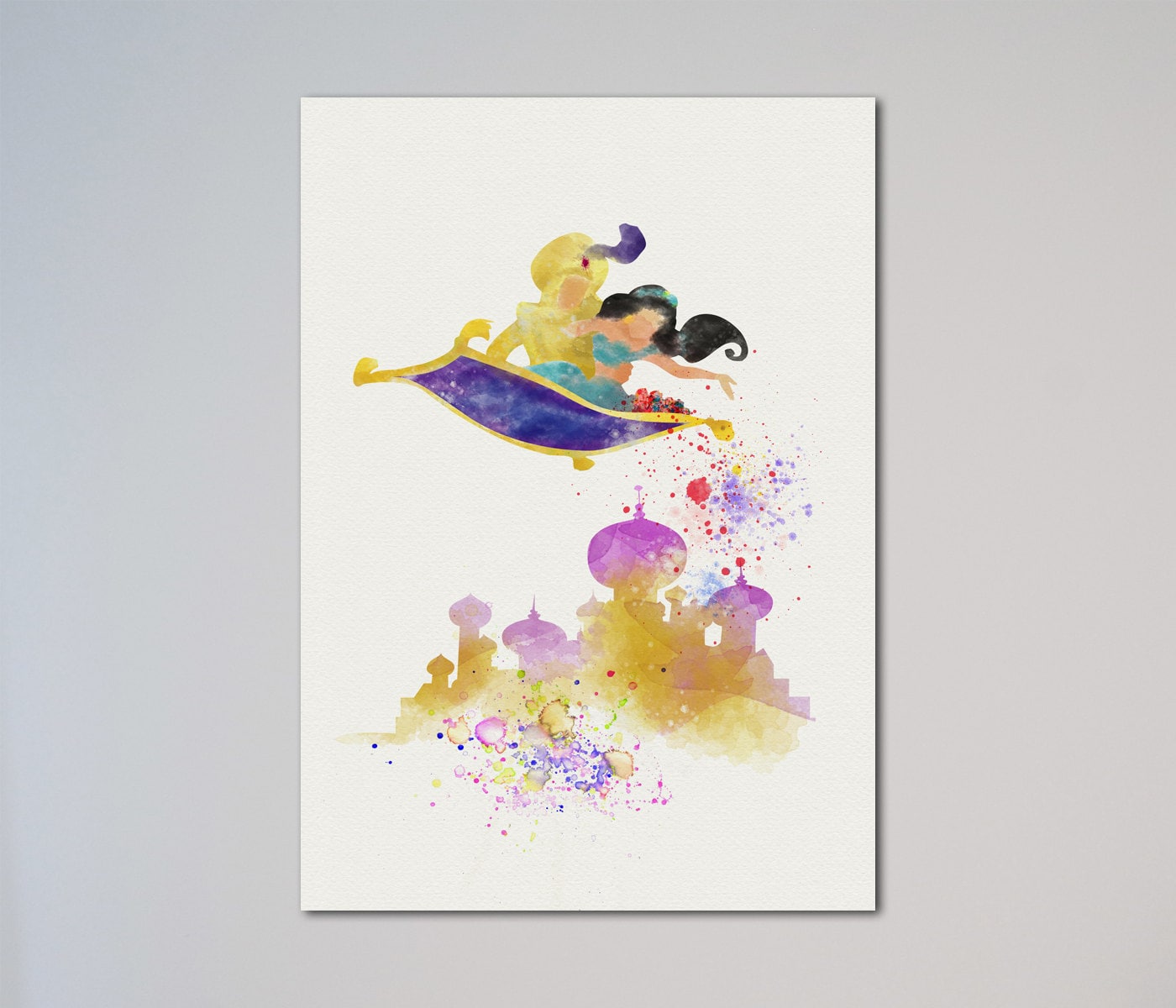 Princess Jasmine Aladdin Magic Carpet Poster Watercolor Print Etsy