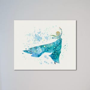 Elsa Frozen cartel acuarela impresión imagen regalo de la niña vivero arte