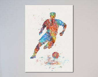 Soccer Player Poster Watercolor Football Print