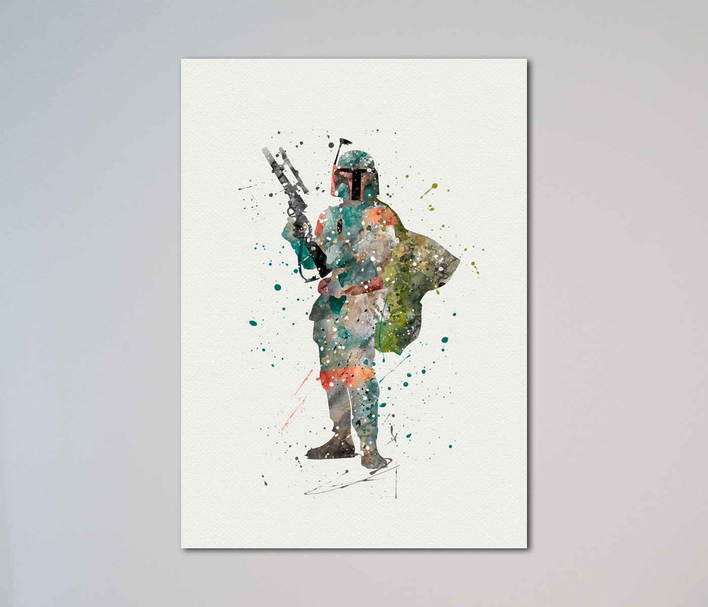 Boba Fett Bounty Hunter Poster Star Wars Watercolor Print | Etsy