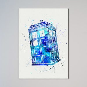 Tardis Doctor Who Poster Watercolor Print Wall Decor Fine Art Giclee Print Poster Home Decor Wall Hanging Tardis Dr. Who