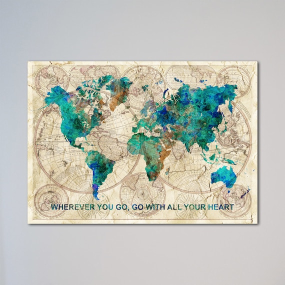 Carte Du Monde Confucius Citation Ou Que Vous Alliez Allez Etsy France