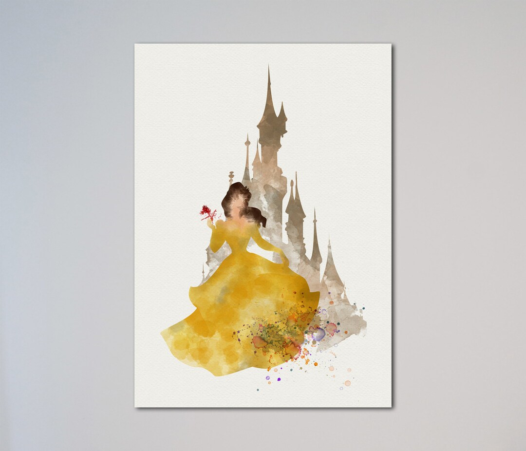 Belle Castle Watercolor Print Beauty and the Beast Poster Nursery Wall ...