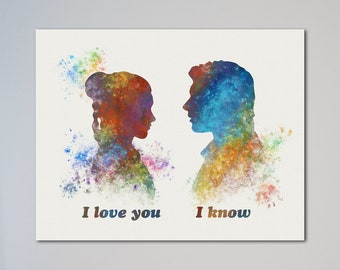 Ich liebe dich, ich weiß Han Solo und Leia Poster Valentinstag Geschenke Liebesgeschenk Hochzeitsgeschenk für Sie Star Wars Freundin Geschenk