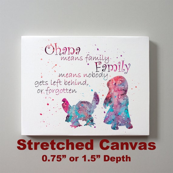 Stitch Art Print Lilo and Stitch Poster Ohana Means Family Quote