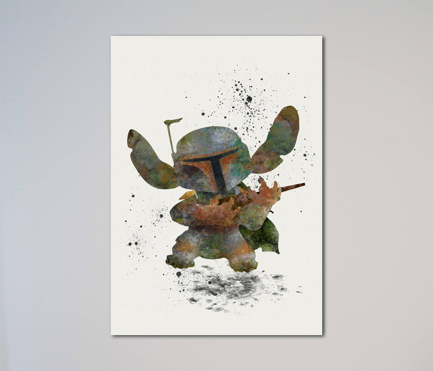 Stitch Boba Fett Star Wars Poster Watercolor Print Wall Decor | Etsy