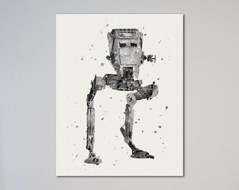 AT-ST Star Wars Bild Walker Aquarell Poster Wanddekor All Terrain Scout Transport Print Kunst Geschenk At St Imperial Army Poster