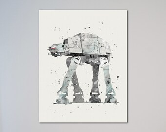 AT-AT Walker Star Wars Bild Aquarell Poster Wanddekoration Imperiale Armee All Terrain Armored Transport Druck Kunst Geschenk At