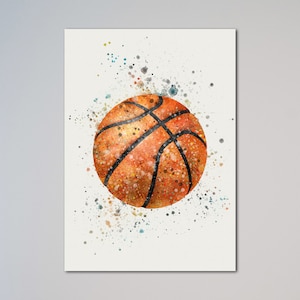 Basketball Aquarell Kunstdruck Korb Ball Sport Poster