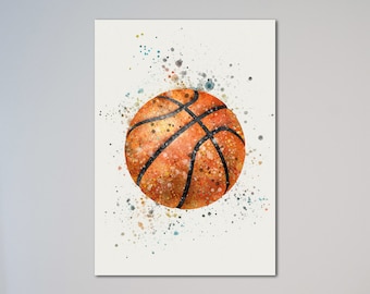 Basketball Watercolor Art Print Basket Ball Sport Poster