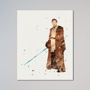 Affiche Obi-Wan Kenobi Star Wars, cadeau pour les fans de Star Wars, impression aquarelle
