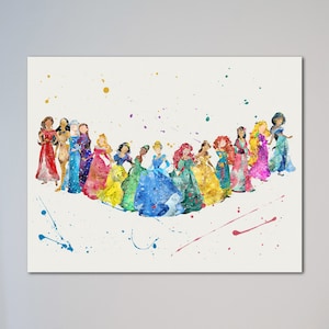 Prinzessinnen Ariel Belle Merida Mulan Rapunzel Jasmin Elena von Avalor Pocahontas Elsa Anna Aurora Schneewittchen Tiana Cinderella Poster Print