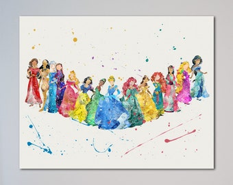 Prinsessen Ariel Belle Merida Mulan Rapunzel Jasmine Elena of Avalor Pocahontas Elsa Anna Aurora Sneeuwwitje Tiana Assepoester poster afdrukken