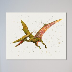 Pterodactylus Painting Print Art Picture Dinosaur Poster Decor House Nusery Room Decor Gift for him Gift for her Present for Child Dino Art