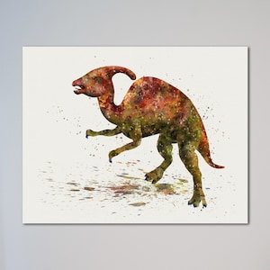 Parasaurolophus Poster Painting Print Art Picture Home Decor Nusery Room Decor Art Dinosaur Prints Gift for him Present for child Dino Art