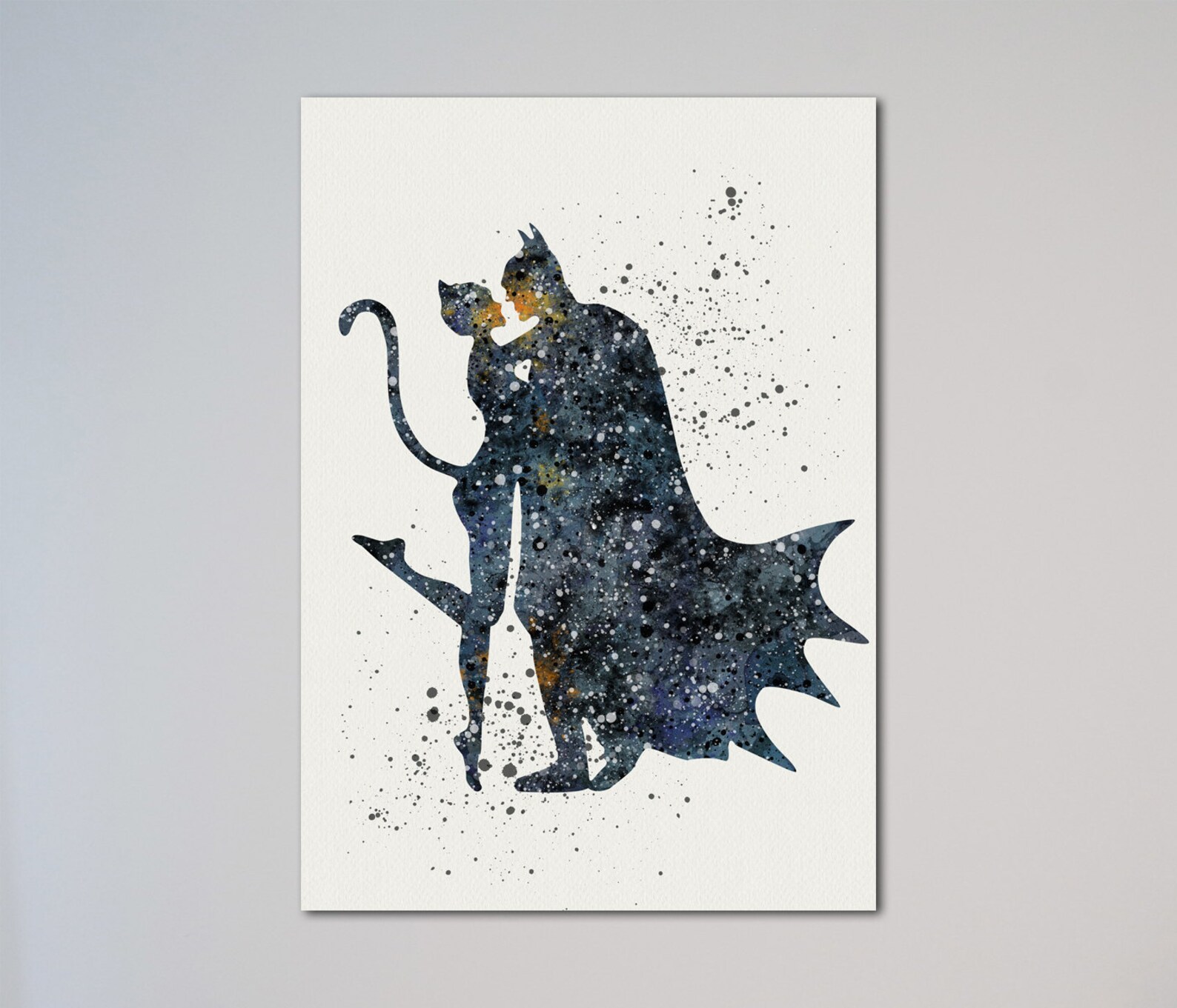 Акварель женщина кошка