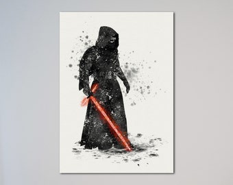Kylo Ren Print Watercolor Poster or Canvas Star Wars Art Picture Room Decor Gift for him gift for her Art Print