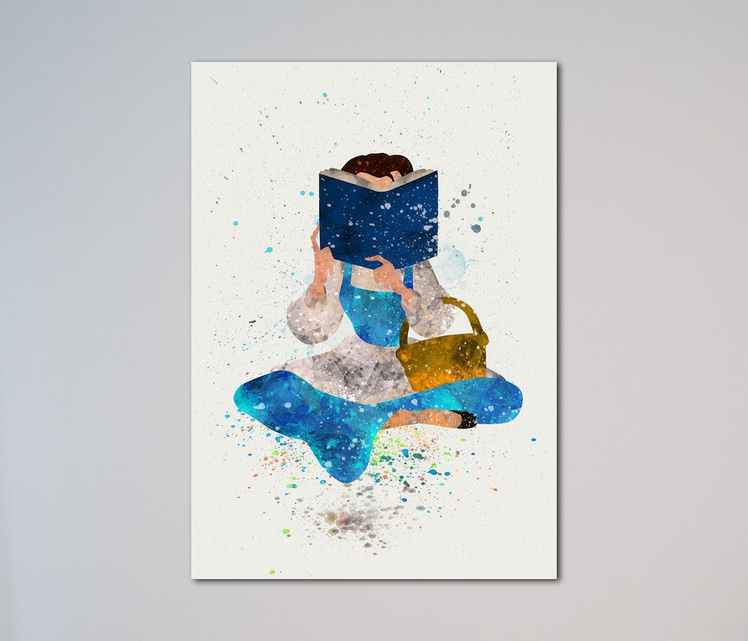 Belle Beauty and the Beast Watercolor Poster Picture Painting Print