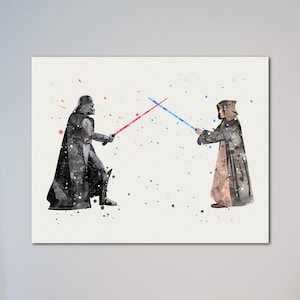 Darth Vader vs Obi-Wan Kenobi Star Wars Poster Watercolor Print Star Wars Fans art gift